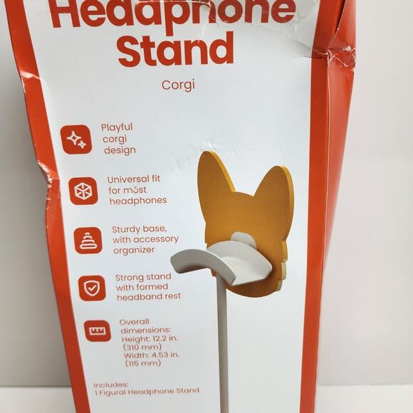 Corgi Puppy Dog Headphone Stand Perfect for Home, Office or Dorm Room NEW in Box - Picture 3 of 5